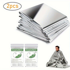 2pcs Camping First Aid Foil Blankets Insulated Waterproof Windproof