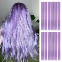 Y2K 5pcs Long Straight Highlight Hair Extension Clip-In Cosplay Synthetic