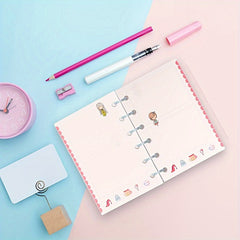 80pcs A6 Cartoon Journal Refills 6-Hole Loose Leaf Inserts Handbook Replacement