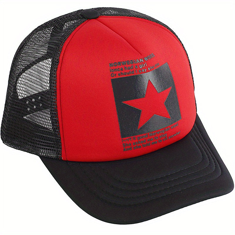 Pentagram Print Mesh Trucker Hat Unisex Breathable Baseball Cap
