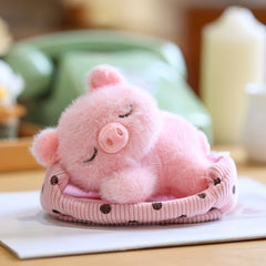 Plush Doll Sleeping Animal Stuffed Soft Fluffy Fur Pastel Colors Bedside Decor