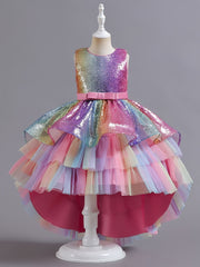 Sparkle Princess Dress High Low Tulle Tutu Gown for Girls