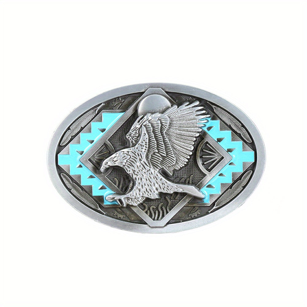 Geometric Pattern Eagle Belt Buckle for Men