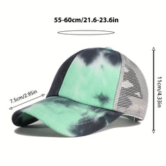 Tie Dye Criss Cross Ponytail Baseball Hat for Adults Trucker Graffiti Hat