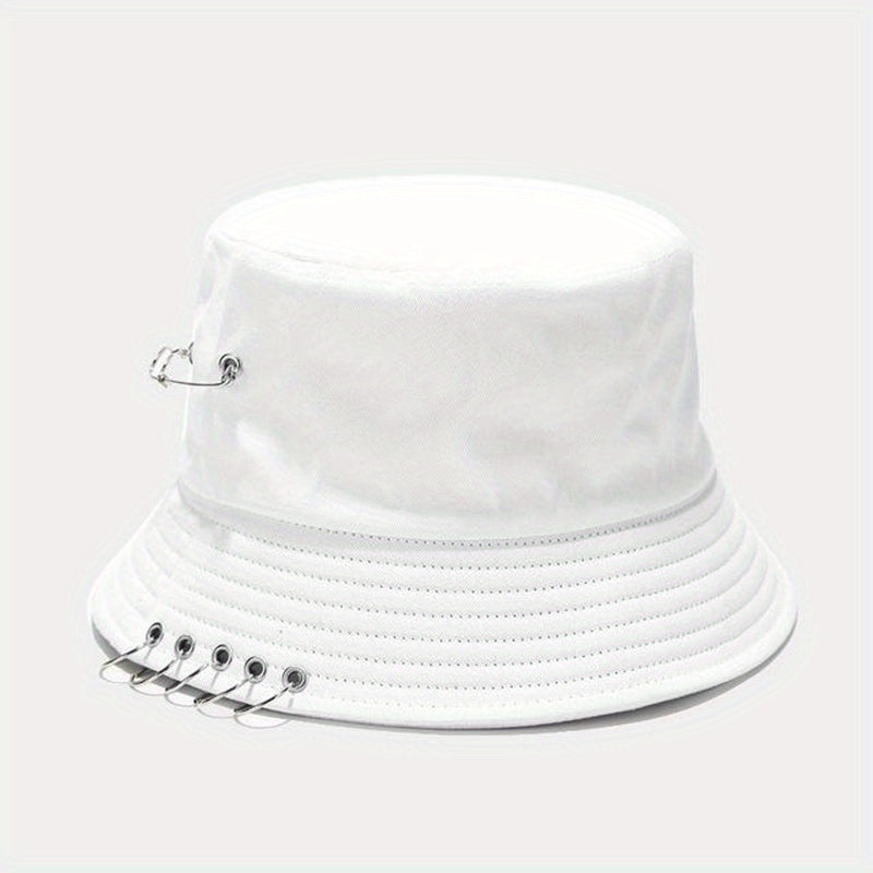 Hip Hop Couple Bucket Hat Unisex Ring Decor Sunscreen Basin Hat