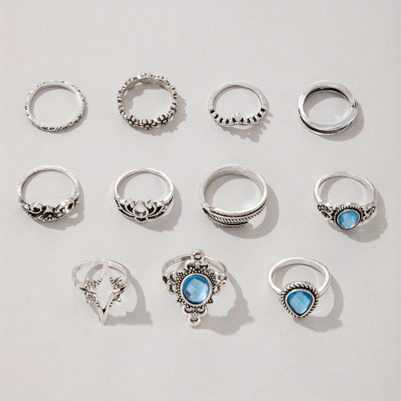 Vintage Star Geometric Hollow Ring Set For Women's Joint Tail Ring