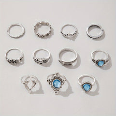 Vintage Star Geometric Hollow Ring Set For Women's Joint Tail Ring