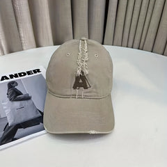 Spring Letter A Embroidery Soft Top Baseball Cap