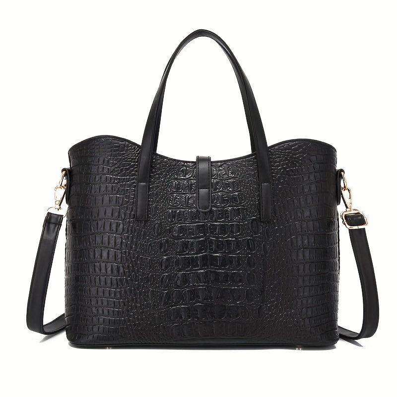 Crocodile Pattern Handbag Set Tote Bag Crossbody Satchel Purse Wristlet Clutch