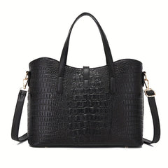 Crocodile Pattern Handbag Set Tote Bag Crossbody Satchel Purse Wristlet Clutch