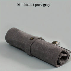 Snap Button Pen Curtain Roll Pen Bag Canvas Folding Stationery Bag