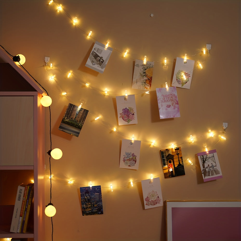 Loochica Photo Clip String Lights with 30 Clear Clips for Hanging Pictures