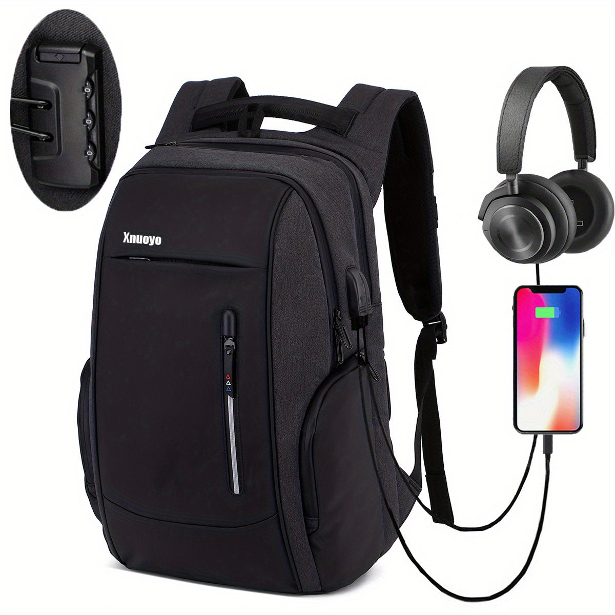 Casual Backpack with USB Charging Port Computer Bag
