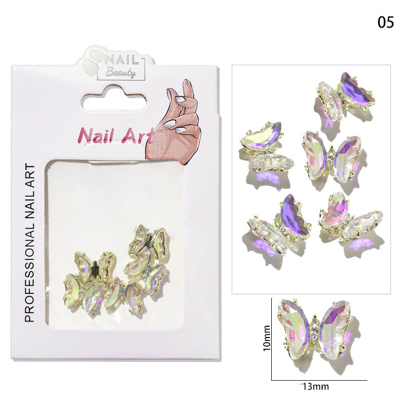 Aurora Butterfly Nail Stickers with Rhinestone Jewels for Sparkling Manicure