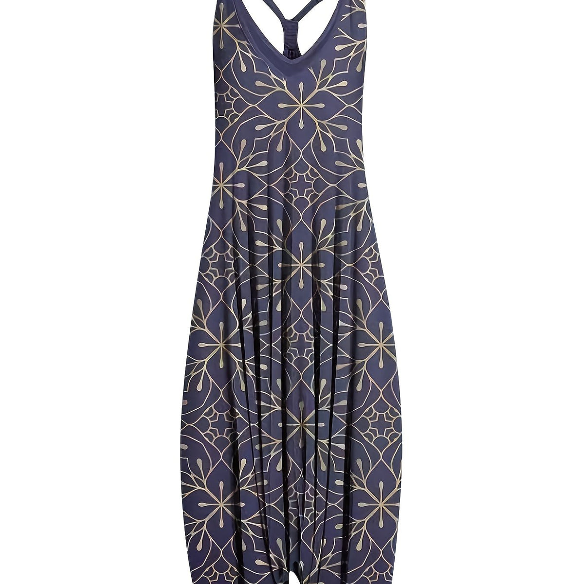 Print V Neck Harem Jumpsuit Spaghetti Strap Summer Clothing