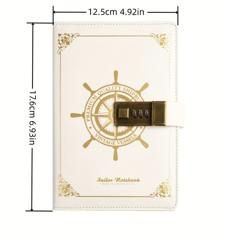 Sailor Style Retro Password Book PU Notebook With Lock Student Diary B6