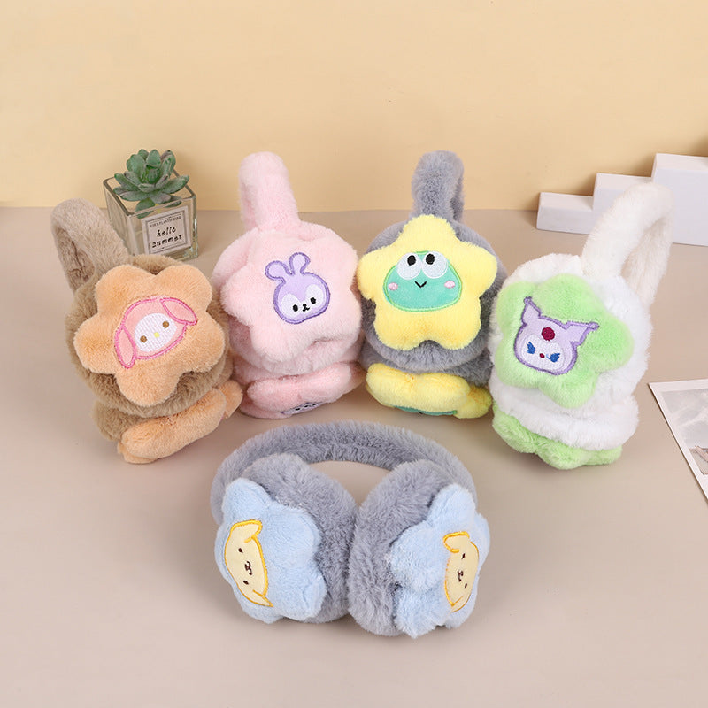Plush Ear Warmer Headband Bunny Bee Star Heart Ears Soft Pastel Pink Beige