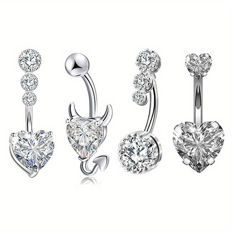 4PC Bee Navel Bar Pack Cz Belly Ring Set Women Belly Button Piercing