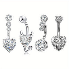 4PC Bee Navel Bar Pack Cz Belly Ring Set Women Belly Button Piercing
