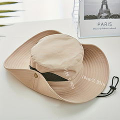 Wide Brim Bucket Hat w/Chin Strap for Outdoor Activities