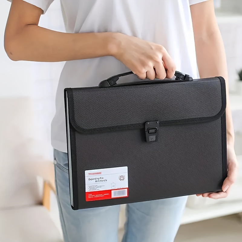 13-Pocket File Organizer with Handle, Expandable Plastic Folder