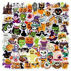 100pcs Halloween Pumpkin Theme Stickers Vinyl Waterproof Holiday Party Stickers
