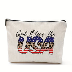 Flag Pattern Toiletry Bag Independence Cosmetic Travel Storage Portable
