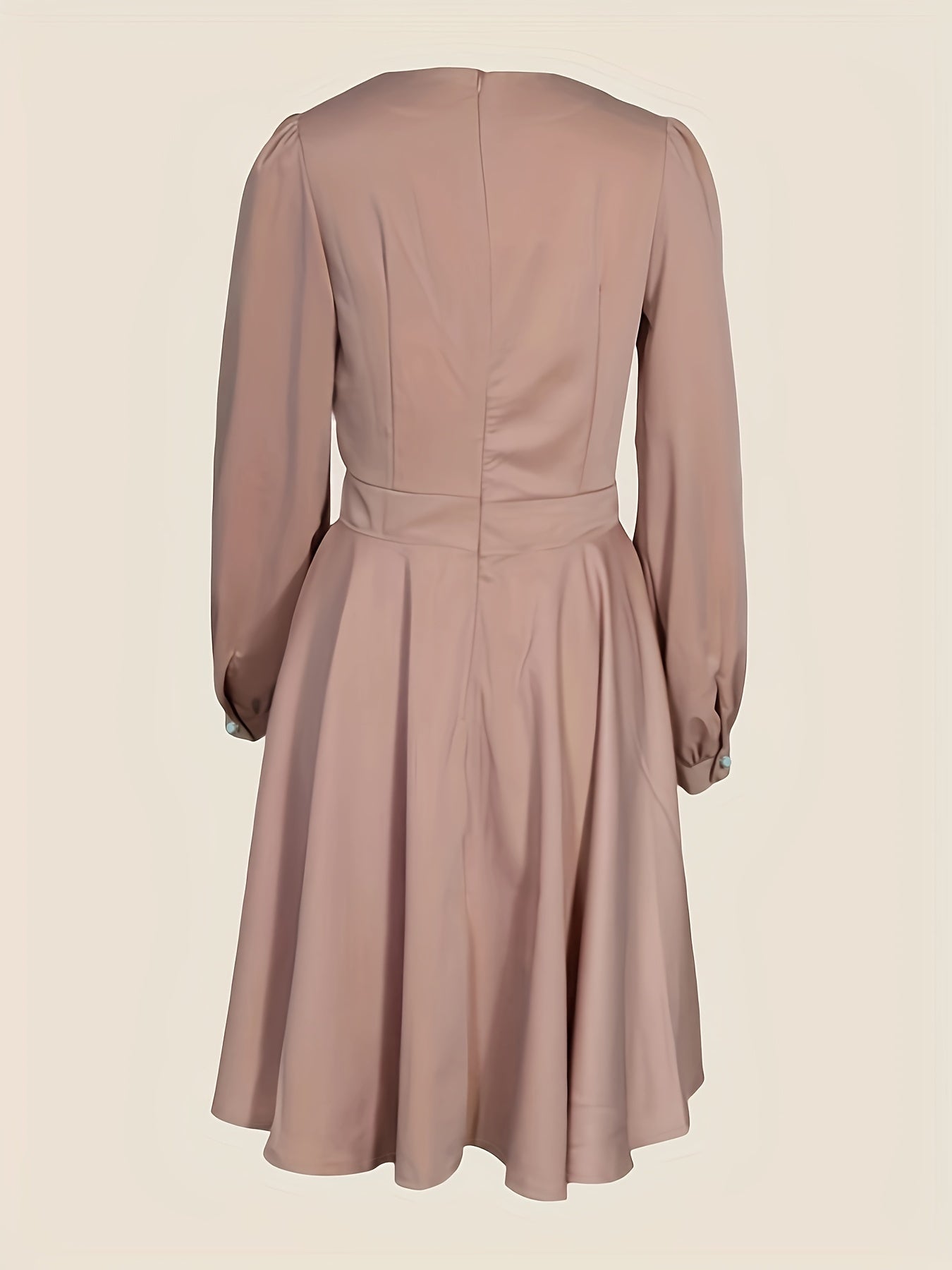  Ruched Lantern Sleeve A-line Dress