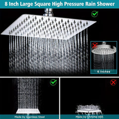 8'' Stainless Steel Rainfall Shower Head with Extension Arm