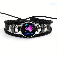 12 Constellation Leather Woven Bohemian Denim Bangle