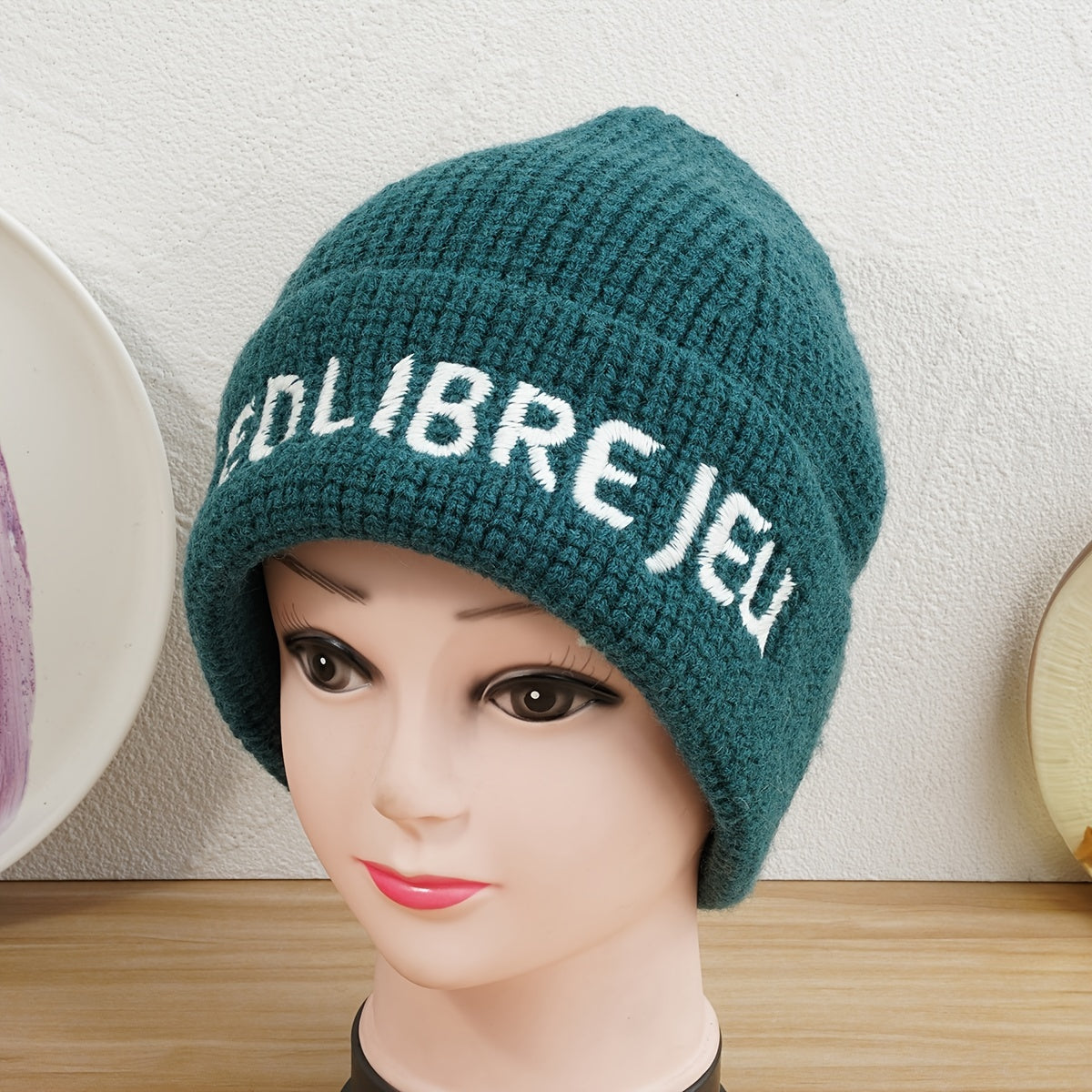 Casual Letter Embroidery Knitted Hat Autumn Winter