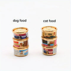 3pcs Dog and Cat Food Cans 1:12 Dollhouse Mini Pet Scene Model