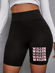 Women's Plus Dripping Letter Print High Rise Biker Shorts