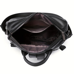 Large Capacity PU Leather School Backpack Casual Travel Bag