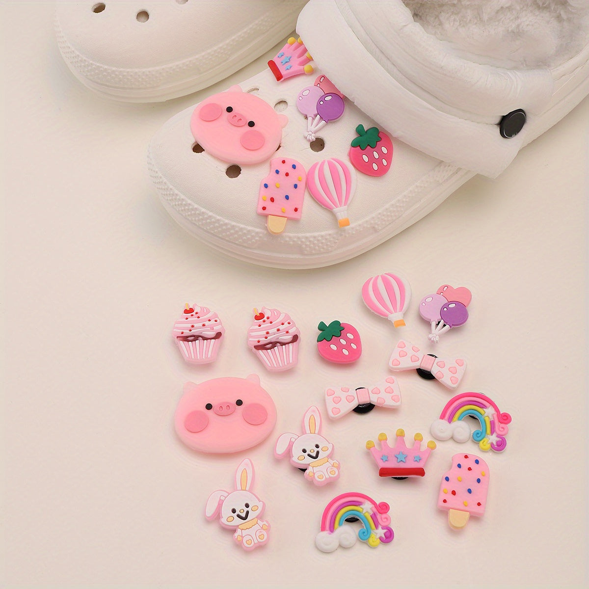 Cartoon Shoes Buckle PVC Pink Piggy Cupcake Bee Shoe Charm DIY Shoe Accessories
