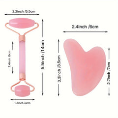 Jade Roller & Gua Sha Set Resin Massager for Facial Beauty Reduce Fine Lines