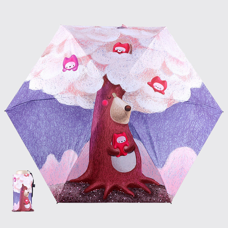 Cartoon Fairy World 5-fold Glue Sun Protection Umbrella