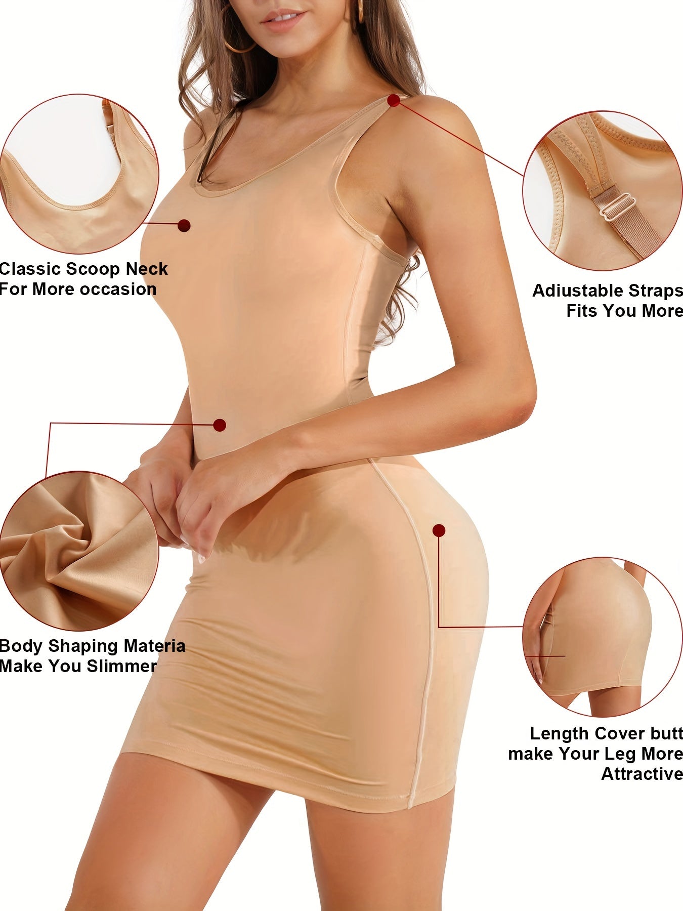 Bodycon Slip Dress Tummy Control Body Shaper Underwear