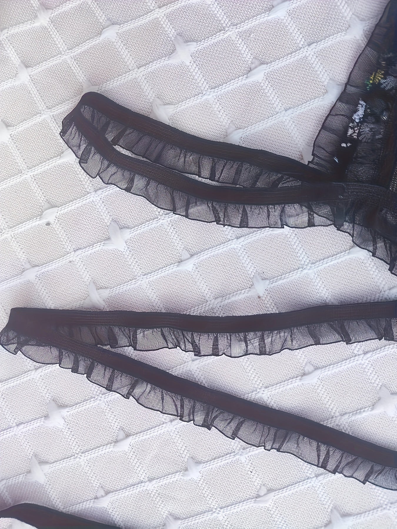 Floral Embroidery Lingerie Set Ruffle Mesh Bra & Cut Out Panties