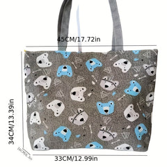 Canvas Vintage Geometric Pattern Tote Bag Large Capacity Shoulder Bag