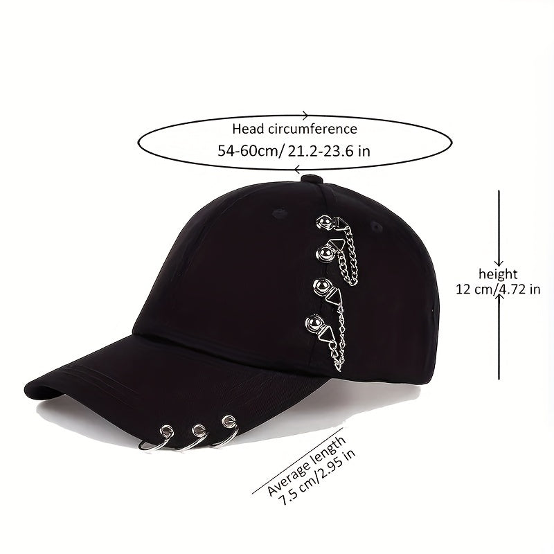 Adjustable Sunshade Baseball Cap With Hoop And Chain