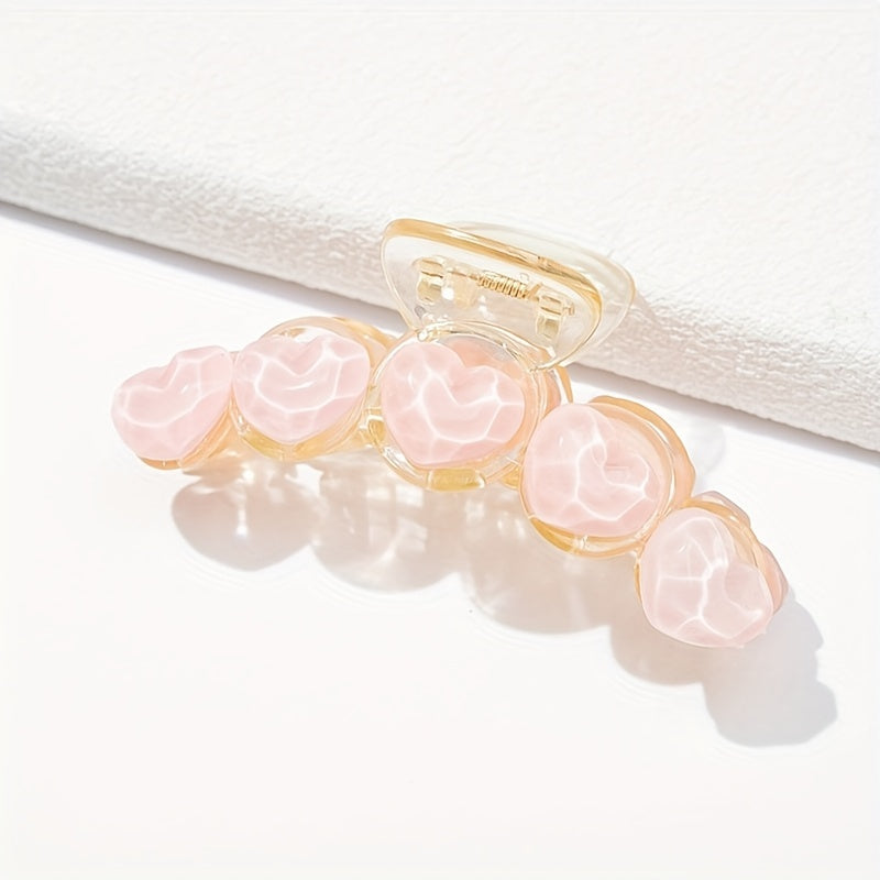Colorful Heart Decor Hair Claw Style Hair Claw Nonslip Ponytail Holder