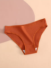 5pcs Ribbed Briefs Stretchy Intimates Panties Women's Lingerie