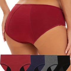 4pcs Solid Period Panties & Comfy Leak proof Stretchy Intimates Panties