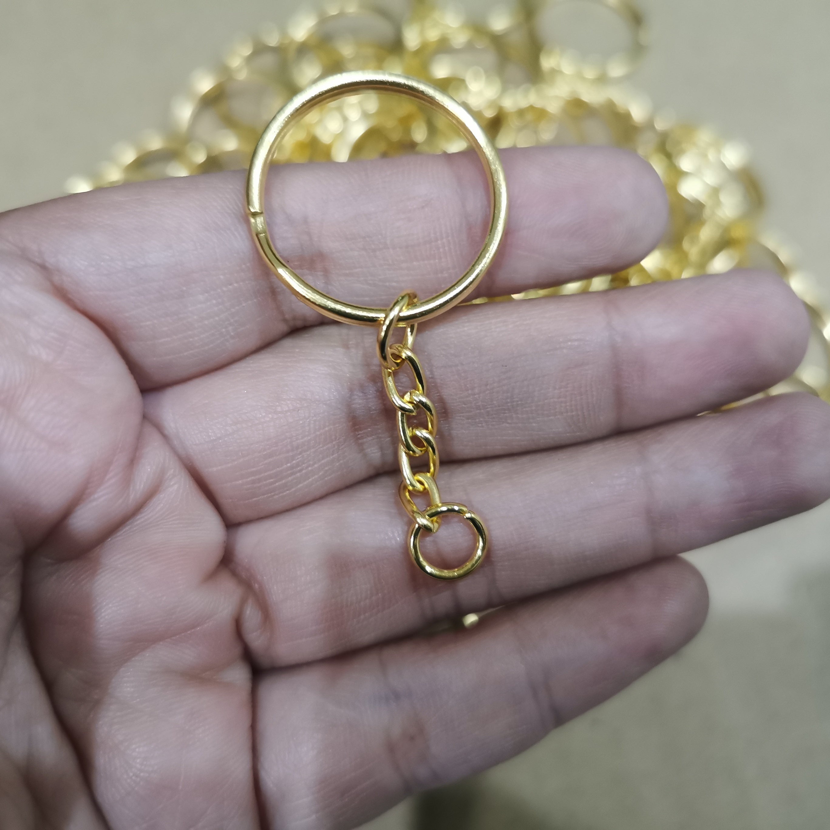 50pcs Single Ring Keychain Key Ring Golden Color