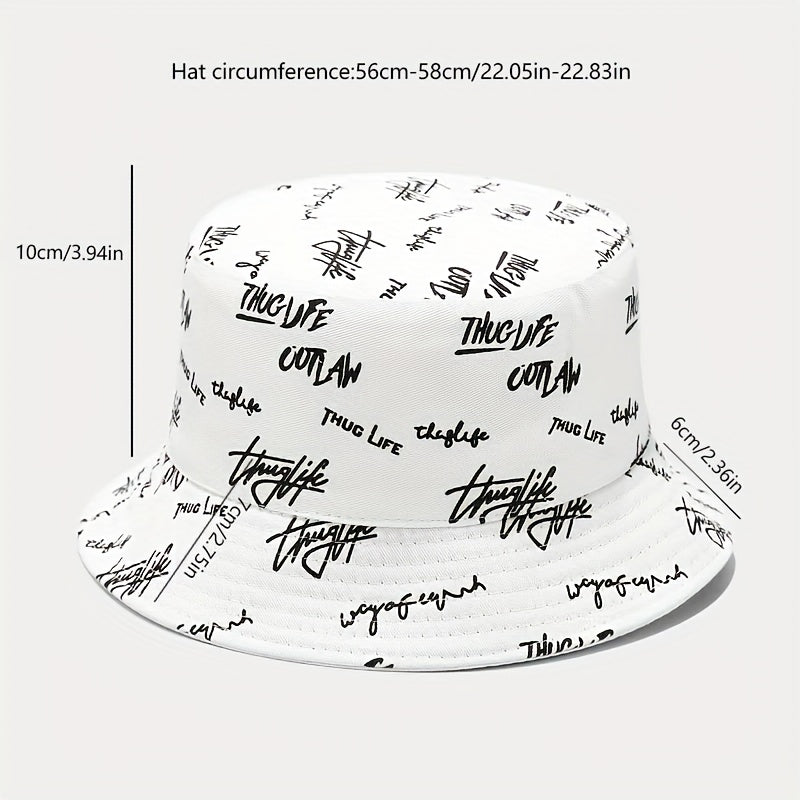 Sunshade Bucket Hat With Letter Printed Sun Hat For Daily Shopping