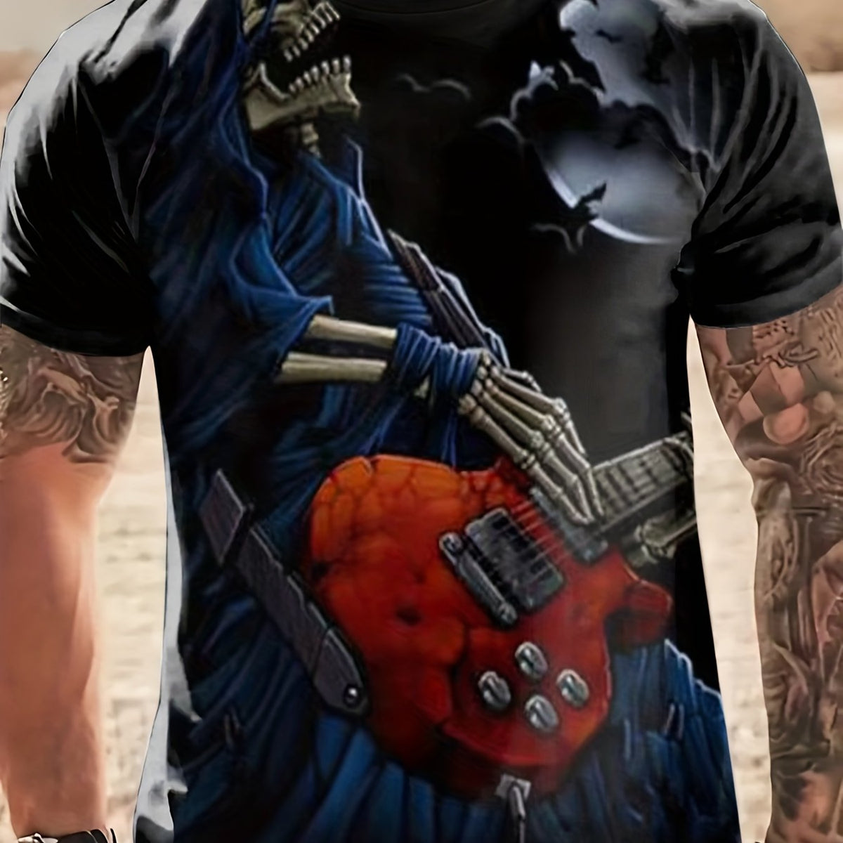 Men's Skeleton & Guitar Graphic Tee