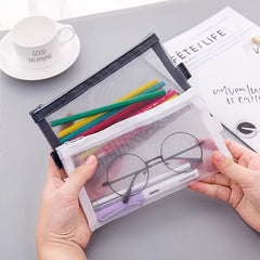 1pc Transparent Mesh Pen Bag Large Capacity Pencil Bag
