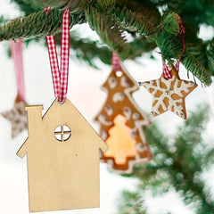 10 Packs Wooden House Cutout Ornaments Small Wood House Crafts