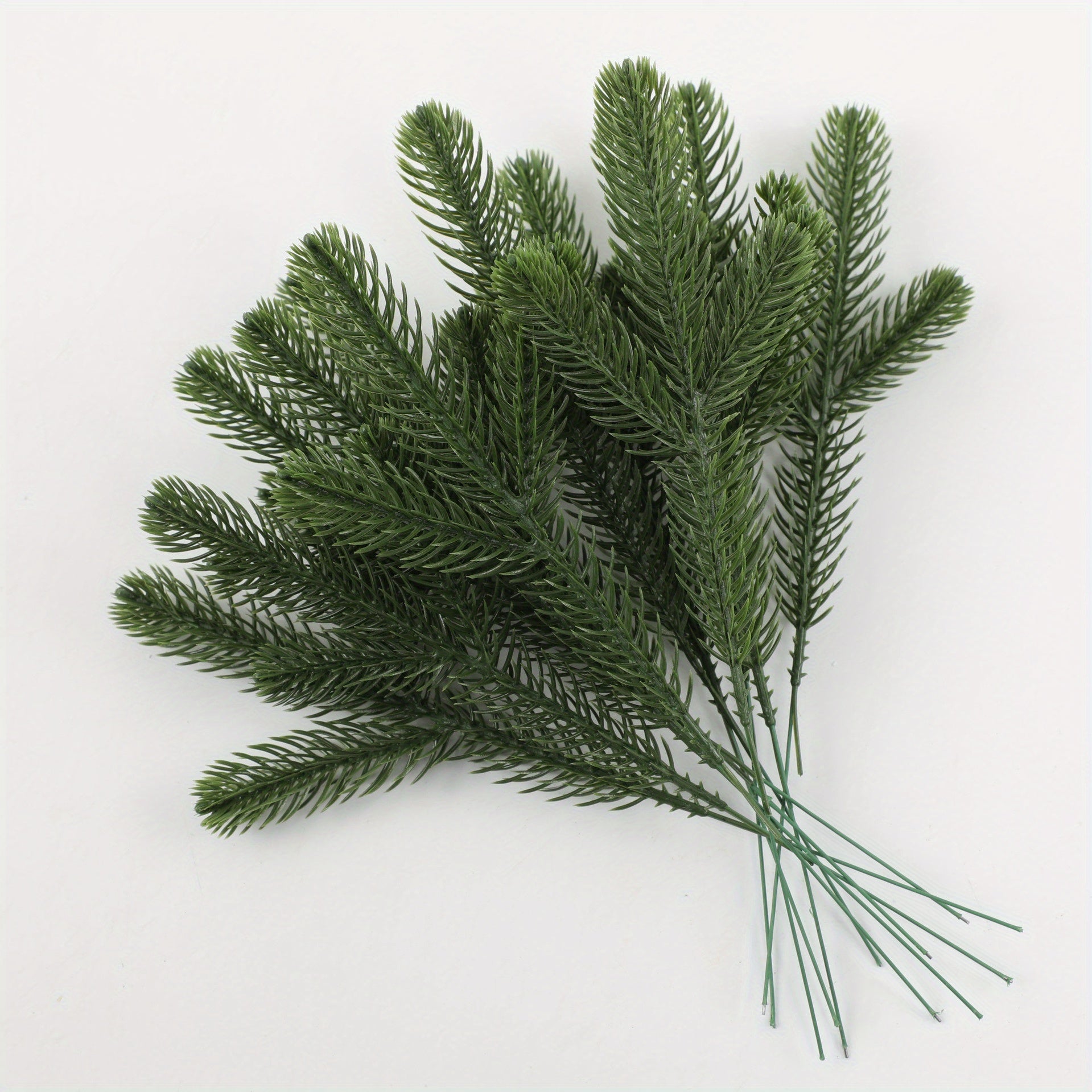 24Pcs Faux Green Pine Needles Cedar Greenery Leaves Garlands Indoor Outdoor